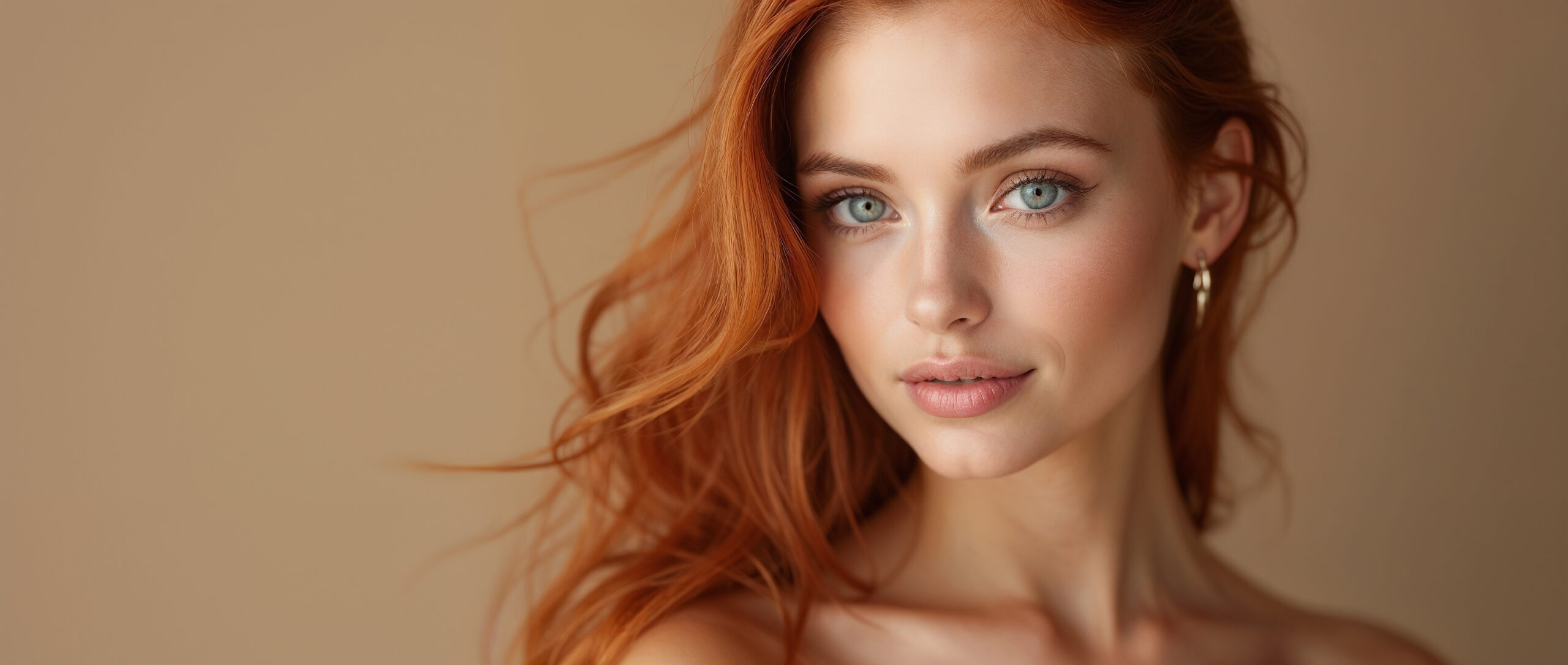 Editorial red-head — subtle contour