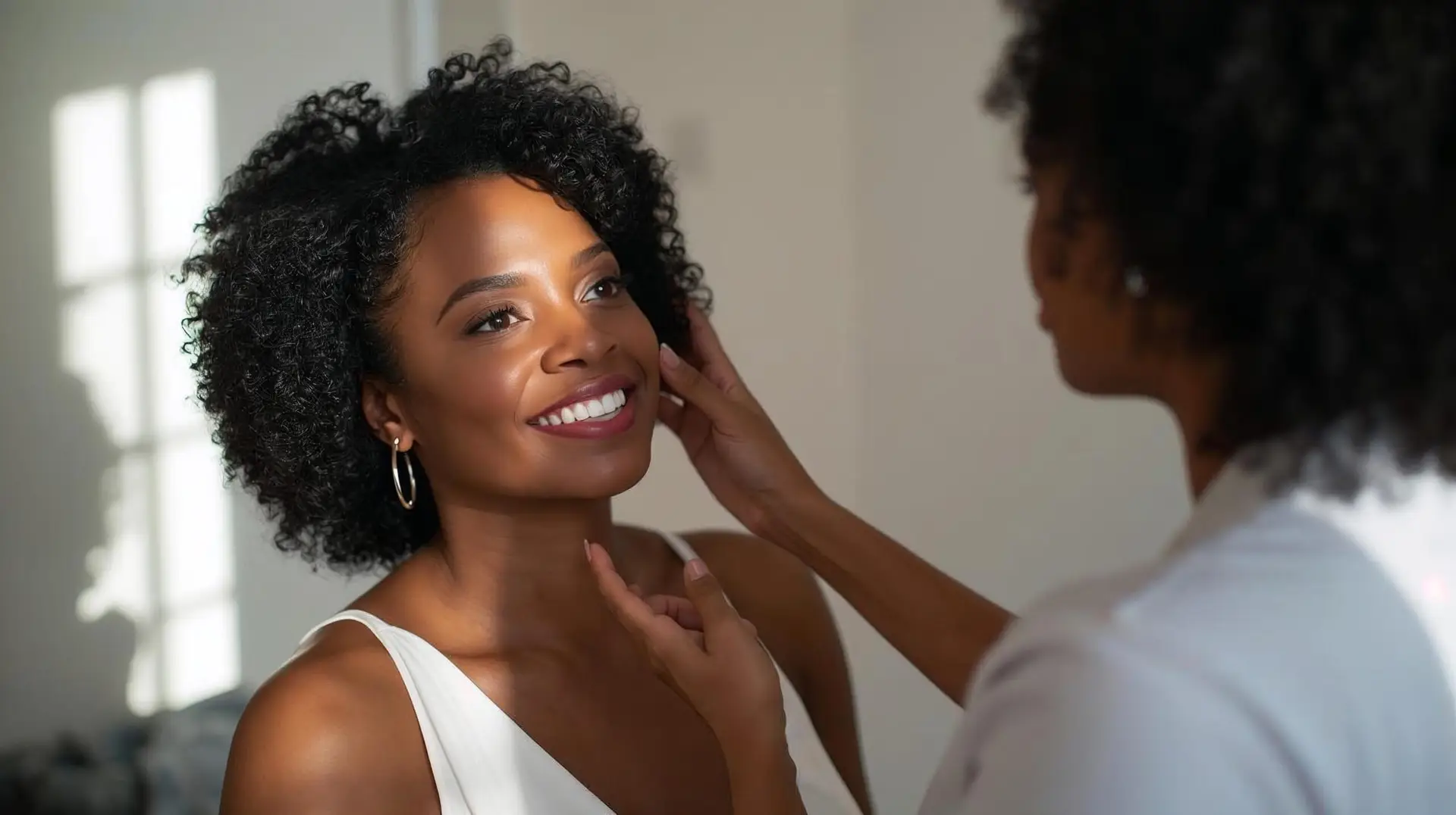 Smiling woman during a calm facial consultation at The Maxim Clinic