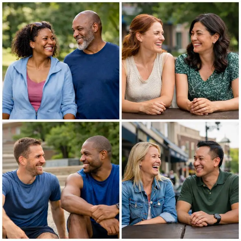 Diverse adults engaging in everyday active lifestyles as part of a medically supported weight loss community